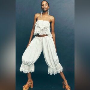 NWT Free People Forever Young Bloomer Lace Trimmed Pants in Medium/ Retail$98